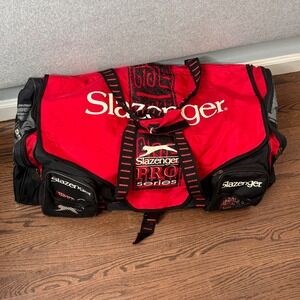 Slazenger Pro Series Duffle Bag 28 In Black Red Large Gym Sports Travel Holdall